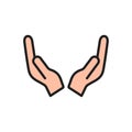Hand gesture icon. Giving hand sign. Arm silhouette. Royalty Free Stock Photo